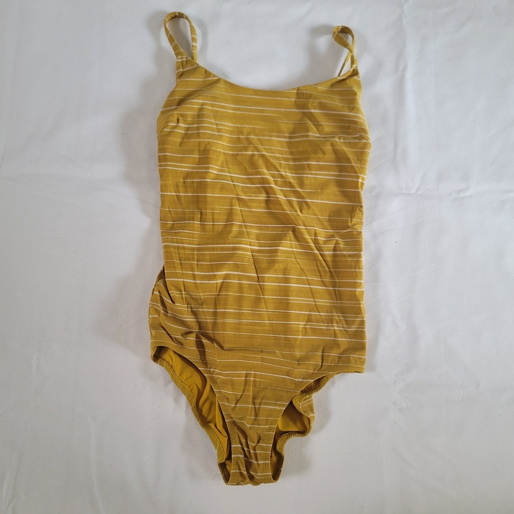 lululemon athletica Mustard Yellow Striped One-Piece Swimsuit